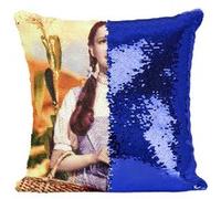 Fabulous Coussin avec Housse Sequin - Paillettes Bleu Judy Garland Actrice 1 [40 x 40 cm] Bleu G