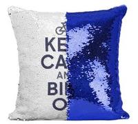 Fabulous Coussin avec Housse Sequin - Paillettes Bleu Keep Calm and Bike On [40 x 40 cm] Bleu G