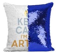 Fabulous Coussin avec Housse Sequin - Paillettes Bleu Keep Calm I'm an Artist [40 x 40 cm] Bleu G