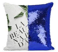 Fabulous Coussin avec Housse Sequin - Paillettes Bleu la Beauté n'a Pas d'Âge [40 x 40 cm] Bleu G
