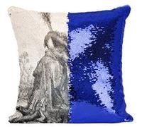 Fabulous Coussin avec Housse Sequin - Paillettes Bleu Le Loup Devenu Berger Fable LaFontaine Gustave Dore [40 x 40 cm] Bleu G