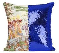 Fabulous Coussin avec Housse Sequin - Paillettes Bleu Le Rossignol Les Contes d'Andersen [40 x 40 cm] Bleu G