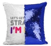Fabulous Coussin avec Housse Sequin - Paillettes Bleu Let's Get things Straight, I'm Not [40 x 40 cm] Bleu G