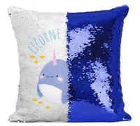 Fabulous Coussin avec Housse Sequin - Paillettes Bleu Licorne des Mers [40 x 40 cm] Bleu G