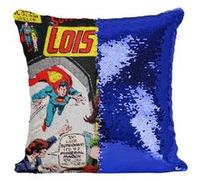 Fabulous Coussin avec Housse Sequin - Paillettes Bleu Lois Lane Superman's Girlfriend Bande Dessinee [40 x 40 cm] Bleu G