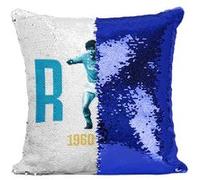 Fabulous Coussin avec Housse Sequin - Paillettes Bleu Maradona 1960 - 2020 [40 x 40 cm] Bleu G
