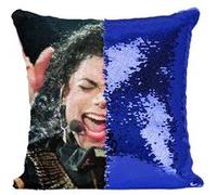 Fabulous Coussin avec Housse Sequin - Paillettes Bleu Michael Jackson Concert Live [40 x 40 cm] Bleu G