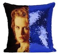 Fabulous Coussin avec Housse Sequin - Paillettes Bleu Nicole Kidman Portrait [40 x 40 cm] Bleu G
