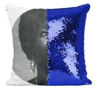 Fabulous Coussin avec Housse Sequin - Paillettes Bleu Nina Simone Chanteuse 1 [40 x 40 cm] Bleu G