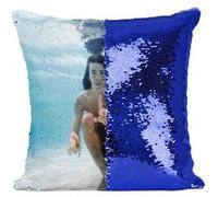 Fabulous Coussin avec Housse Sequin - Paillettes Bleu Nirvana Dave Grohl Nevermind Photoshoot Piscine [40 x 40 cm] Bleu G