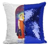 Fabulous Coussin avec Housse Sequin - Paillettes Bleu Not Flexing While in Debt [40 x 40 cm] Bleu G