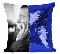 Fabulous Coussin avec Housse Sequin - Paillettes Bleu Photo Walker Evans Vintage Noir et Blanc [40 x 40 cm] Bleu G