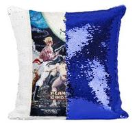 Fabulous Coussin avec Housse Sequin - Paillettes Bleu Planet of Dinosaurs Cinéma Vintage [40 x 40 cm] Bleu G