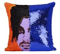 Fabulous Coussin avec Housse Sequin - Paillettes Bleu Prince Andy Warhol Style [40 x 40 cm] Bleu G