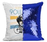 Fabulous Coussin avec Housse Sequin - Paillettes Bleu Raymond Poulidor Vintage [40 x 40 cm] Bleu G