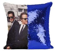 Fabulous Coussin avec Housse Sequin - Paillettes Bleu Reservoir Dogs Tim Roth Michael Madsen [40 x 40 cm] Bleu G