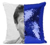 Fabulous Coussin avec Housse Sequin - Paillettes Bleu Robin Williams Portrait Comedie [40 x 40 cm] Bleu G