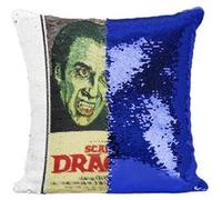 Fabulous Coussin avec Housse Sequin - Paillettes Bleu Scars of Dracula Cinéma Vintage [40 x 40 cm] Bleu G
