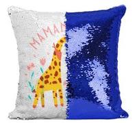 Fabulous Coussin avec Housse Sequin - Paillettes Bleu Sophie la Maman Girafe [40 x 40 cm] Bleu G