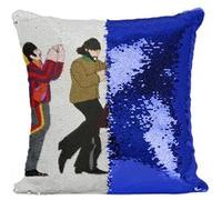Fabulous Coussin avec Housse Sequin - Paillettes Bleu The Beatles Yellow Submarine Dessin [40 x 40 cm] Bleu G