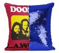 Fabulous Coussin avec Housse Sequin - Paillettes Bleu The Doors Jim Morrison L.A. Woman [40 x 40 cm] Bleu G