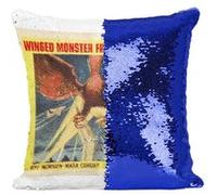 Fabulous Coussin avec Housse Sequin - Paillettes Bleu The Giant Claw Cinéma Vintage [40 x 40 cm] Bleu G