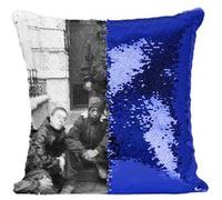 Fabulous Coussin avec Housse Sequin - Paillettes Bleu The Notorious Big New York [40 x 40 cm] Bleu G