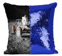 Fabulous Coussin avec Housse Sequin - Paillettes Bleu Vehicule Lunaire Mission Apollo [40 x 40 cm] Bleu G