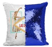 Fabulous Coussin avec Housse Sequin - Paillettes Bleu Viva Las Degas [40 x 40 cm] Bleu G