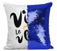 Fabulous Coussin avec Housse Sequin - Paillettes Bleu Vive le Vélo [40 x 40 cm] Bleu G