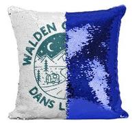 Fabulous Coussin avec Housse Sequin - Paillettes Bleu Walden ou la vie dans les bois [40 x 40 cm] Bleu G