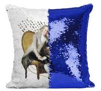 Fabulous Coussin avec Housse Sequin - Paillettes Bleu Where did all my money Goya ? [40 x 40 cm] Bleu G