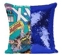 Fabulous Coussin avec Housse Sequin - Paillettes Bleu X Men Marvel Couverture BD Vintage Comics [40 x 40 cm] Bleu G