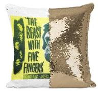 Fabulous Coussin avec Housse Sequin - Paillettes Doré Affiche Film Beast With Five Fingers [40 x 40 cm] Doré G
