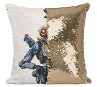 Fabulous Coussin avec Housse Sequin - Paillettes Doré Apex Legends Pathfinder Robot [40 x 40 cm] Doré G