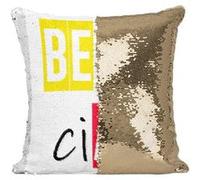 Fabulous Coussin avec Housse Sequin - Paillettes Doré Bella Ciao Casa Del Papel Chanson [40 x 40 cm] Doré G