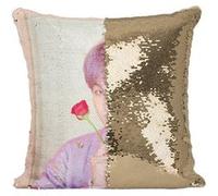 Fabulous Coussin avec Housse Sequin - Paillettes Doré BTS Map of The Soul: Persona Suga Kpop Stars [40 x 40 cm] Doré G