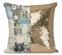 Fabulous Coussin avec Housse Sequin - Paillettes Doré Ce Qu'a Vu La Lune Les Contes d'Andersen [40 x 40 cm] Doré G