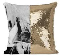 Fabulous Coussin avec Housse Sequin - Paillettes Doré Charlie Chaplin Acteur Baignoire [40 x 40 cm] Doré G