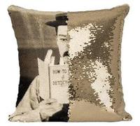 Fabulous Coussin avec Housse Sequin - Paillettes Doré Charlie Chaplin How to be a Detective [40 x 40 cm] Doré G