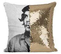 Fabulous Coussin avec Housse Sequin - Paillettes Doré Che Guevara Jeune Cuba Revolutionnaire 1959 [40 x 40 cm] Doré G