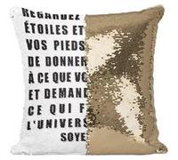 Fabulous Coussin avec Housse Sequin - Paillettes Doré Citations Stephen Hawking Regardez les Étoiles [40 x 40 cm] Doré G