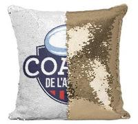 Fabulous Coussin avec Housse Sequin - Paillettes Doré Coach de l'année Rugby [40 x 40 cm] Doré G