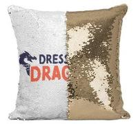 Fabulous Coussin avec Housse Sequin - Paillettes Doré Dresseur de Dragons [40 x 40 cm] Doré G