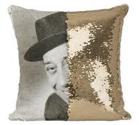 Fabulous Coussin avec Housse Sequin - Paillettes Doré Fernandel Affiche Noir & Blanc [40 x 40 cm] Doré G