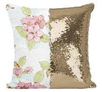 Fabulous Coussin avec Housse Sequin - Paillettes Doré Fleur Sakura Cerisier Japonais [40 x 40 cm] Doré G