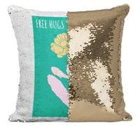 Fabulous Coussin avec Housse Sequin - Paillettes Doré Free Hugs Cactus Minimaliste [40 x 40 cm] Doré G