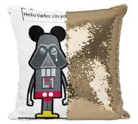Fabulous Coussin avec Housse Sequin - Paillettes Doré Game of Geek Dark Vador Mickey Je Suis Ton Père [40 x 40 cm] Doré G