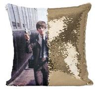 Fabulous Coussin avec Housse Sequin - Paillettes Doré Georges Harrison The Beatles [40 x 40 cm] Doré G
