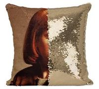 Fabulous Coussin avec Housse Sequin - Paillettes Doré Gillian Anderson The X Files Portrait FBI [40 x 40 cm] Doré G